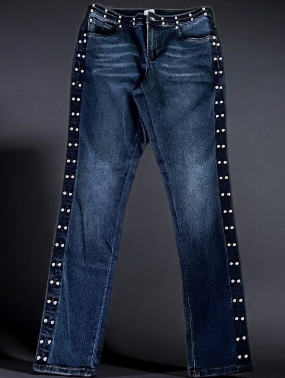 VENUS Silver Stud-Embellished, Dark Blue Skinny Jeans